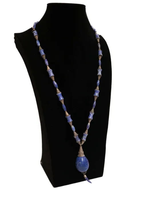 Ancient Lapis Lazuli Egg & Fang Necklace