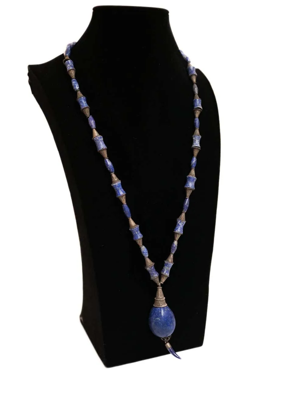 Ancient Lapis Lazuli Egg & Fang Necklace