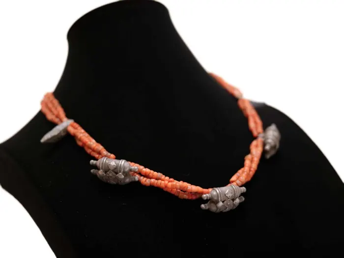 Ancient Coral & Silver Telesma Necklace
