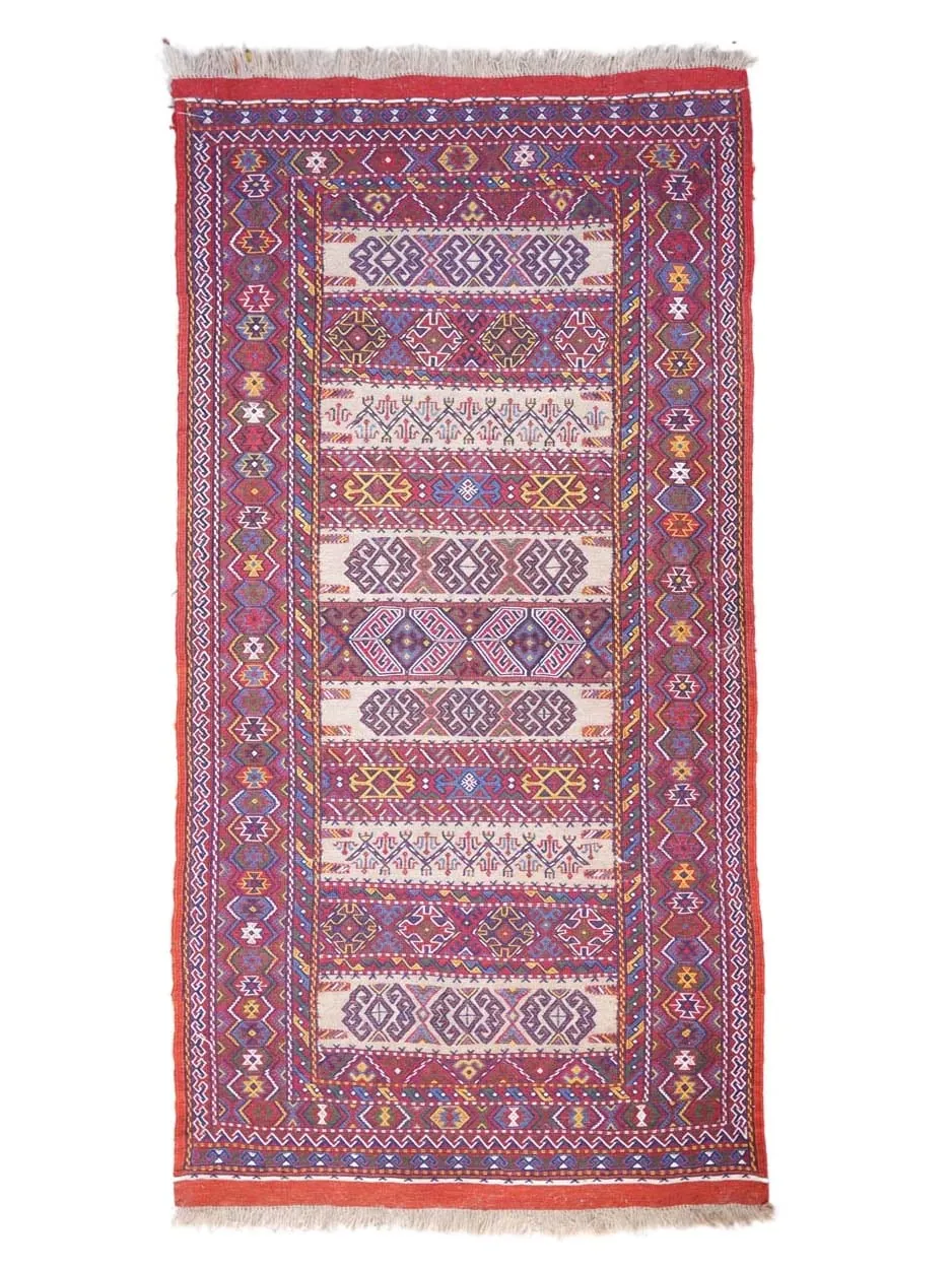 Hand-Knitted Afghan Kilim Flat Woven Rug