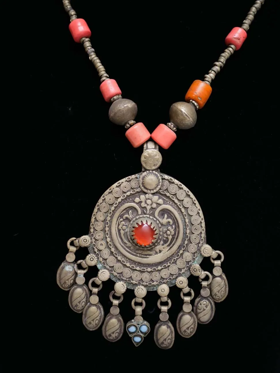 Baluchi Coin Silver and Agate Necklace